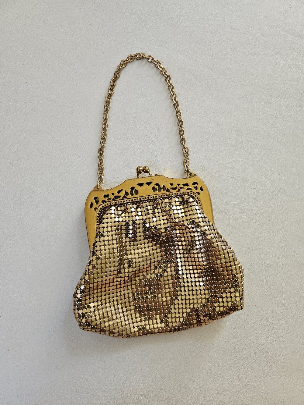 Vintage 1940s Gold Mesh "WHITING & DAVIS Co" Wristlet Purse